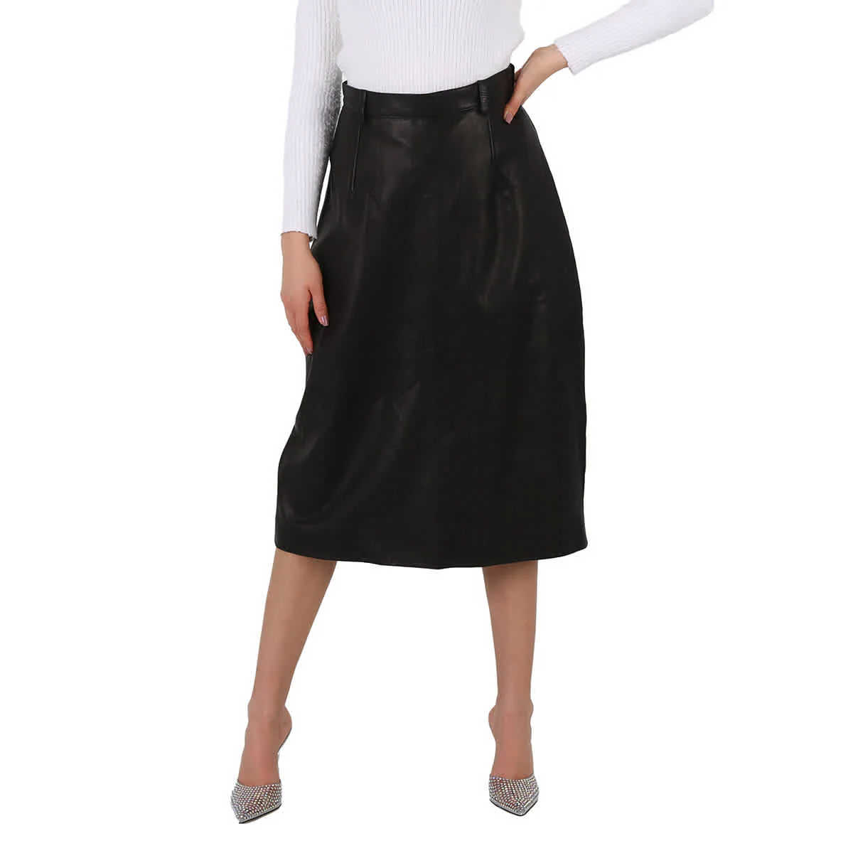 Balenciaga Black High-Waisted Midi Large Skirt, Brand Size 36 (US Size 6)