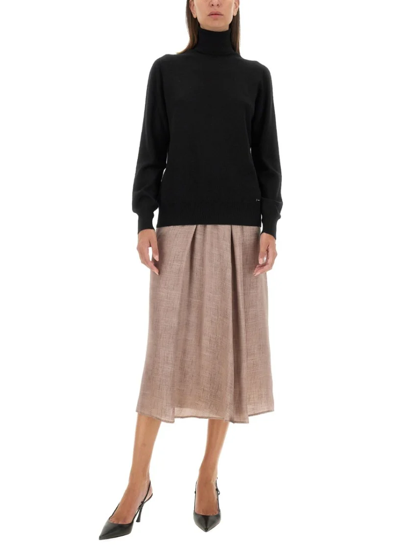 Flowing Midi Skirt In Silk-Viscose Blend
