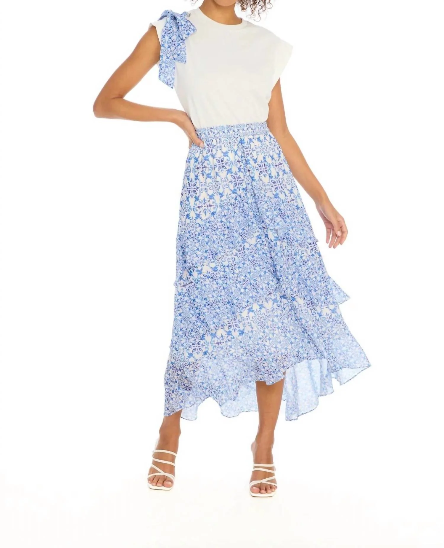 Ella Midi Skirt In Grecian Tiles