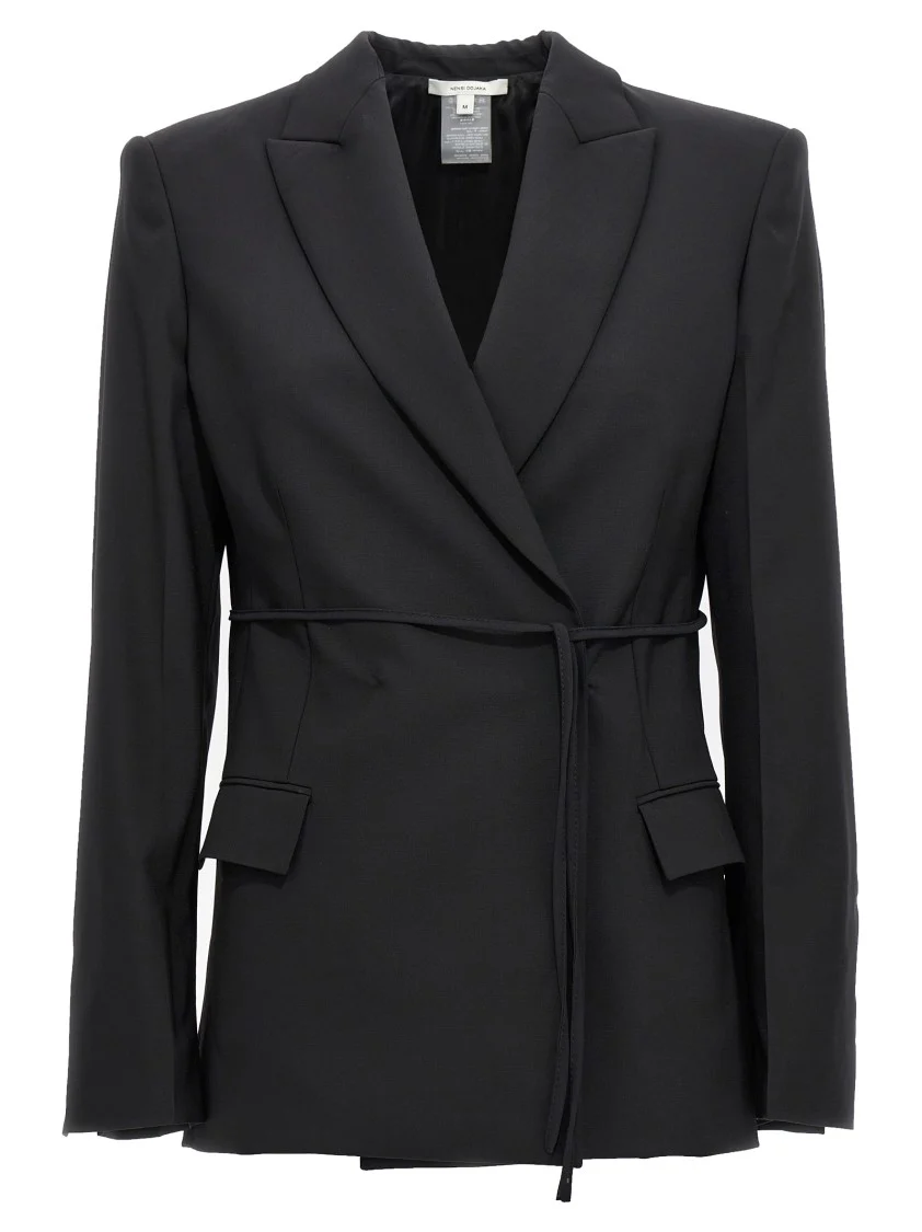 Double Breast Drawstring Blazer Jacket