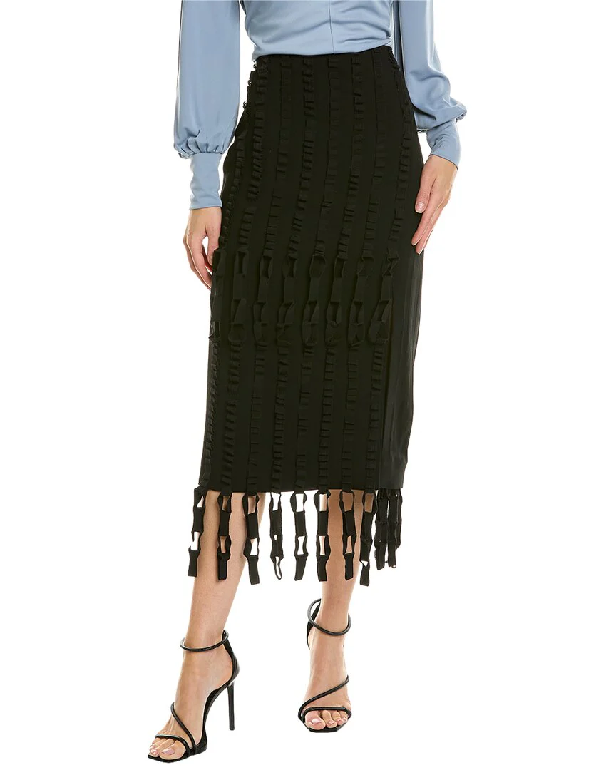 Ferragamo Fringe Hem Wool Maxi Skirt