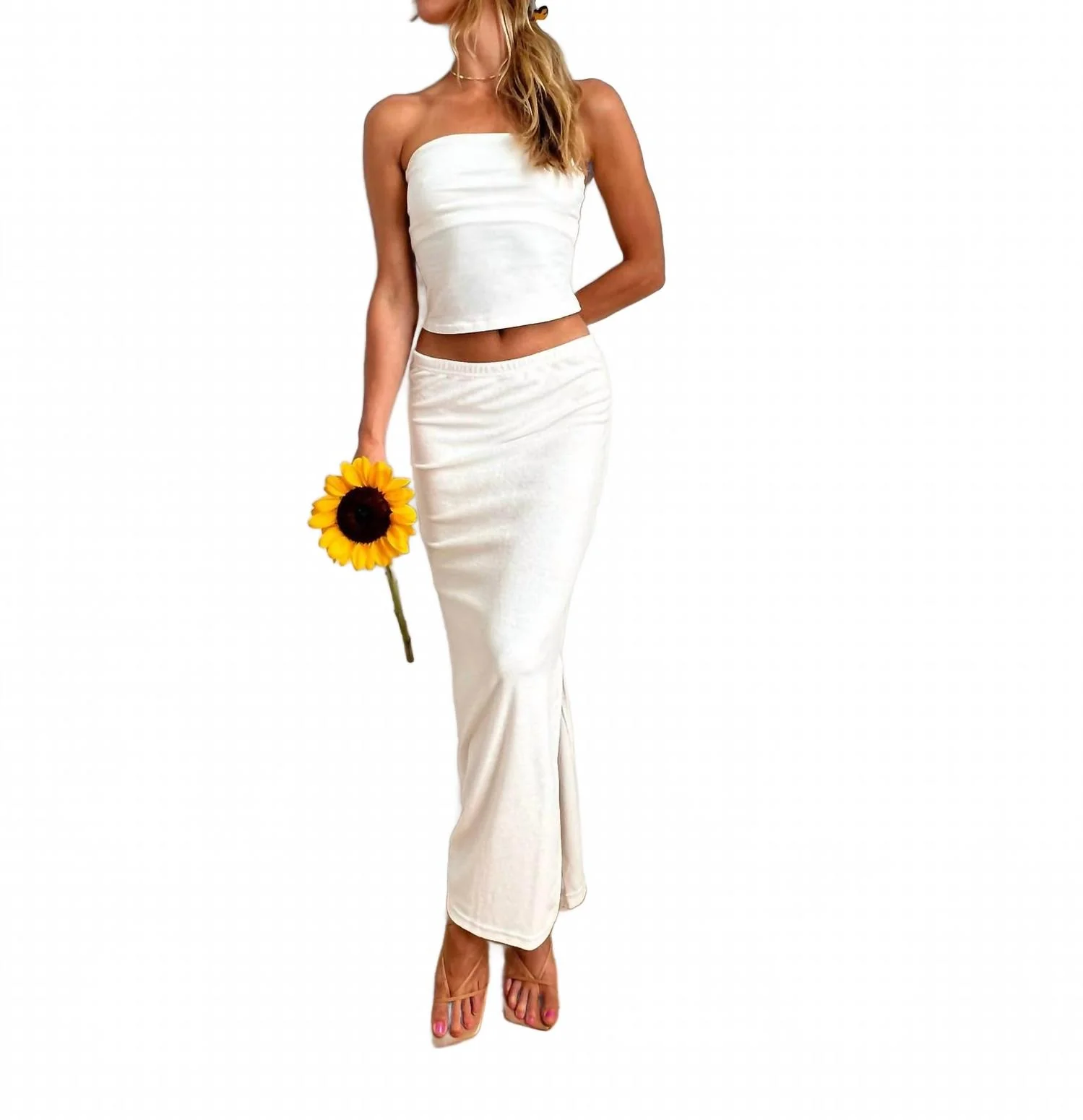 Terry Column Skirt In Coconut