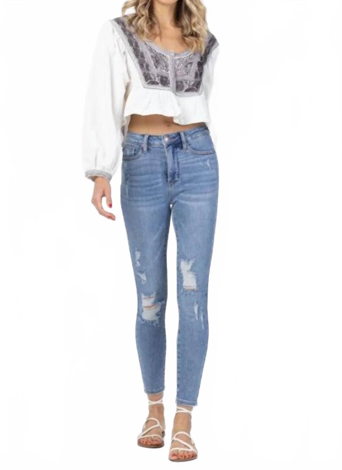 Women's High Waisted Skinny Jeans In Blue