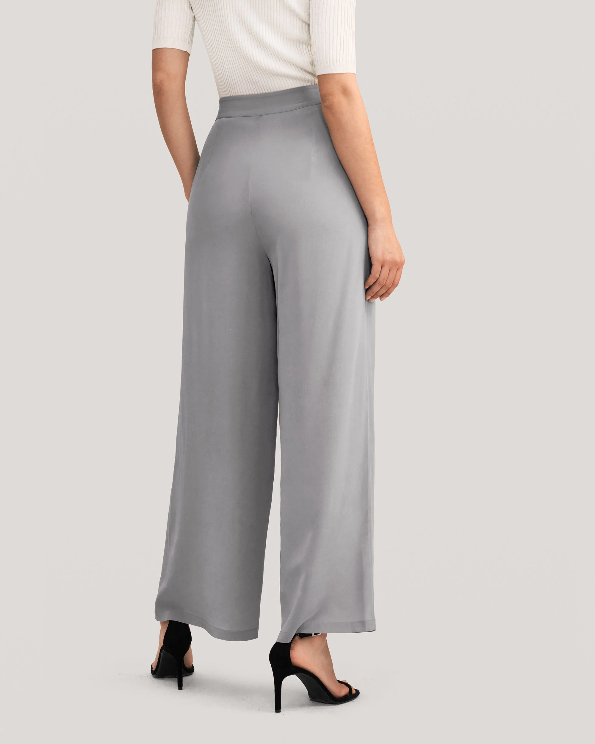 Smooth Silk Wide Leg Cropped Pants Classy