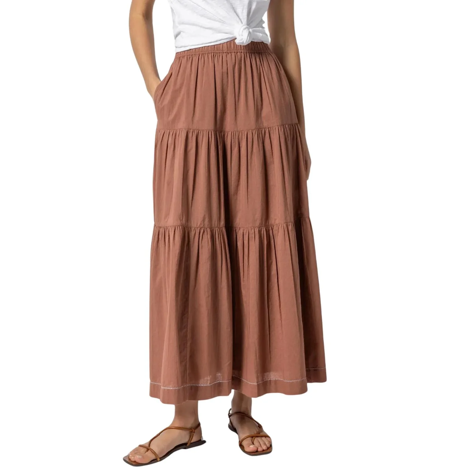 Tiered Maxi Skirt In Burnt Sienna