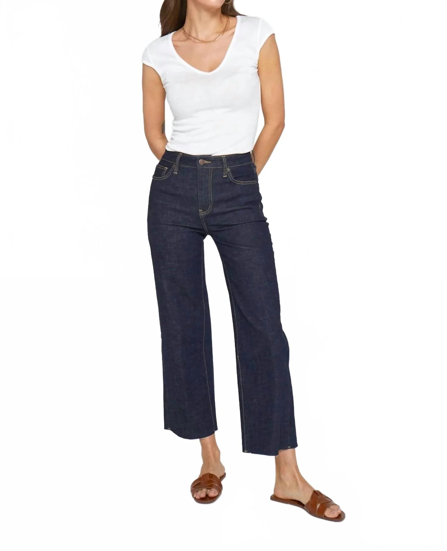 Aberdeen Wide Leg Crop Jeans In Timbers