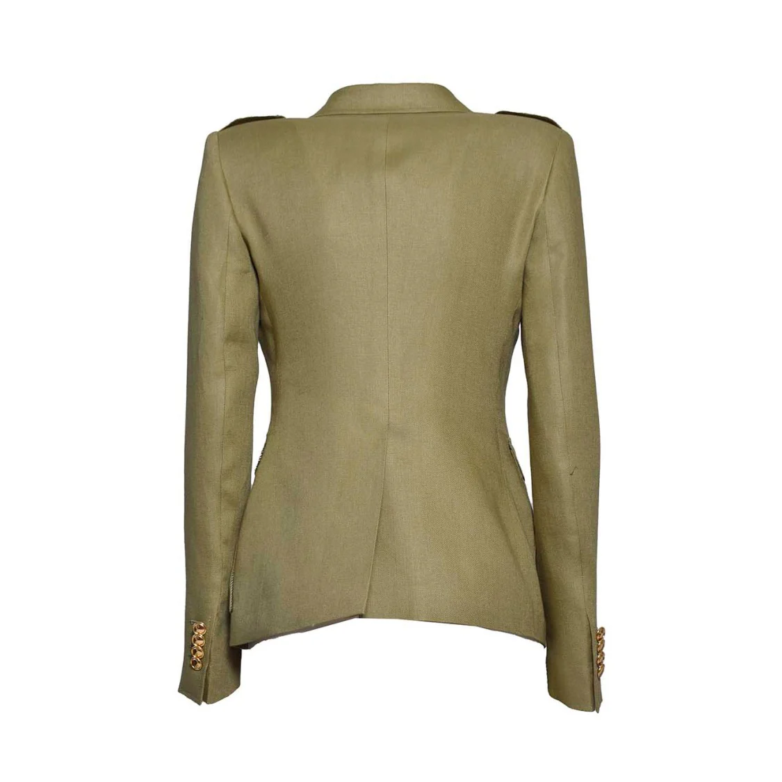 J-Darlene Double Breasted Jacket In Army Green Linen