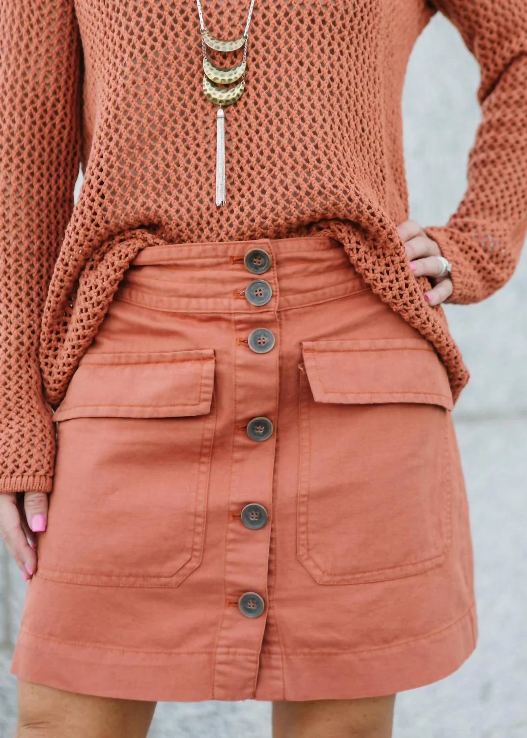 Desert Button-Front Skirt In Sierra