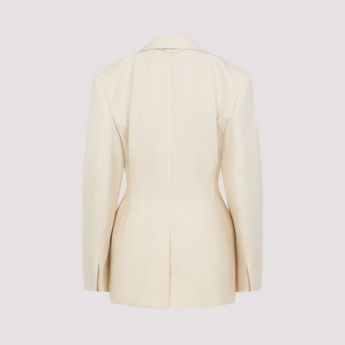 Parchment White Wool Blazer With Notched Collar