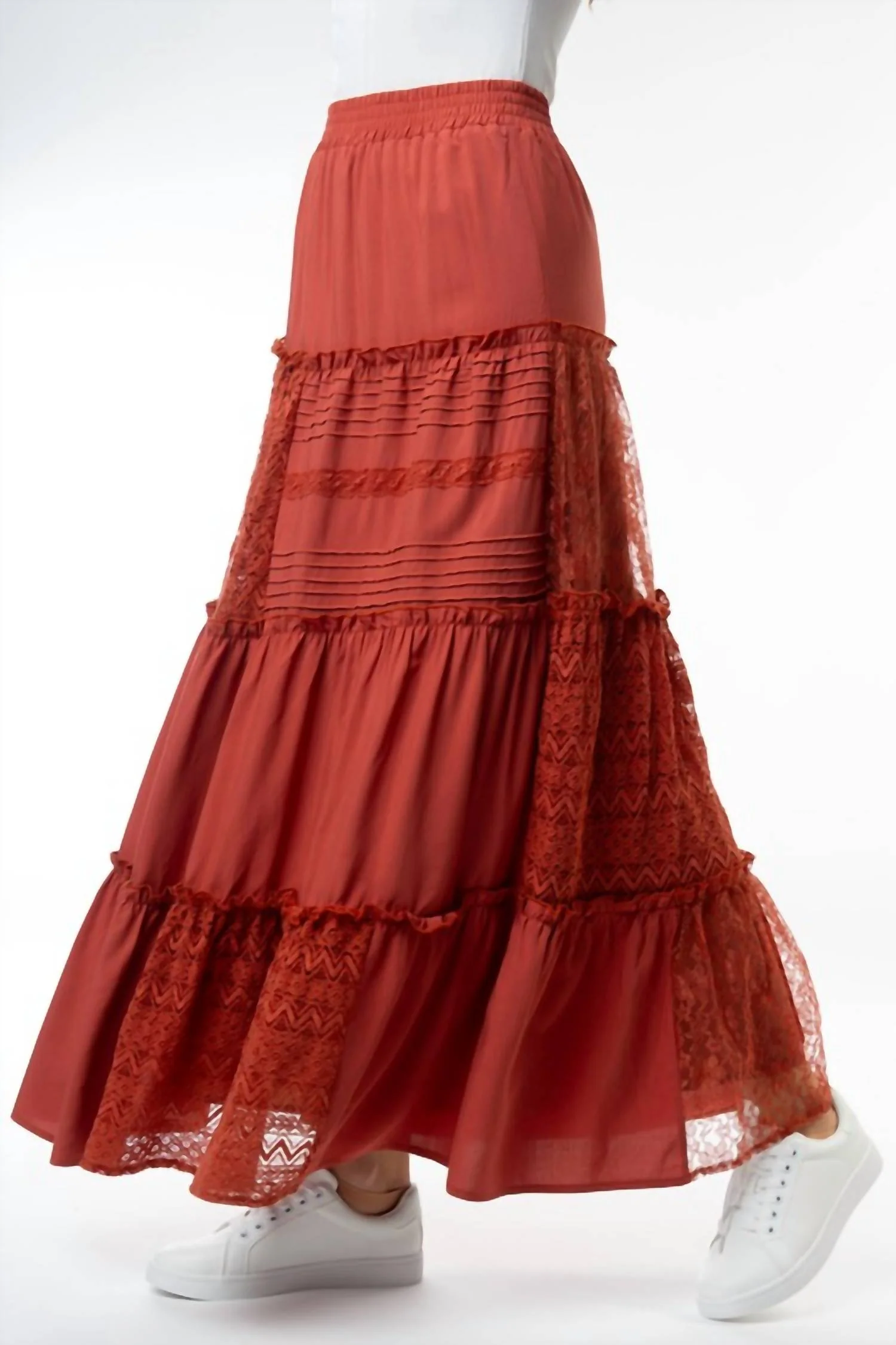 Laney Patchwork Maxi Skirt In Clay