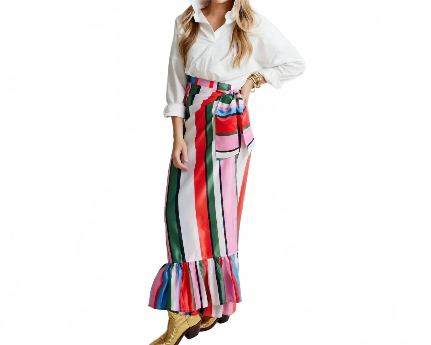 Whitney Wrap Skirt In Multi Stripe