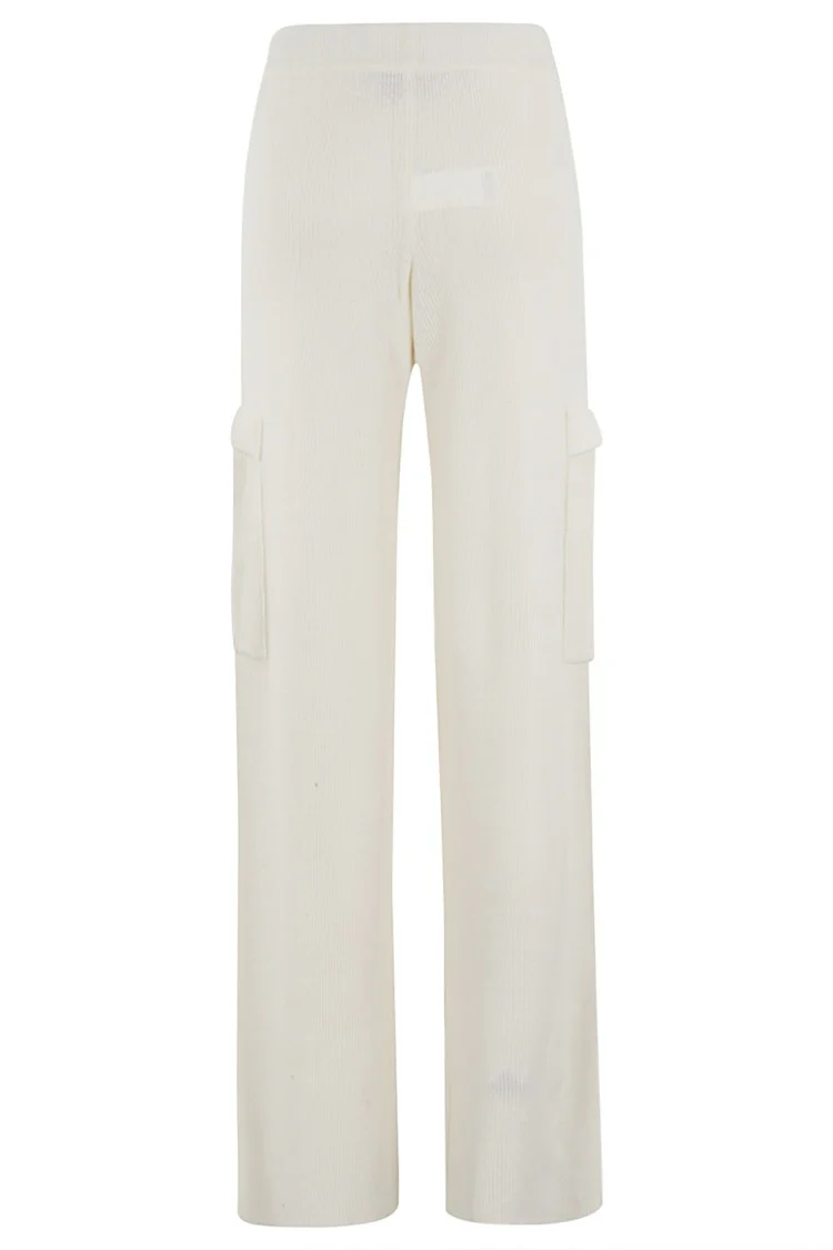 Ivory Wide-Leg Jogging Pants