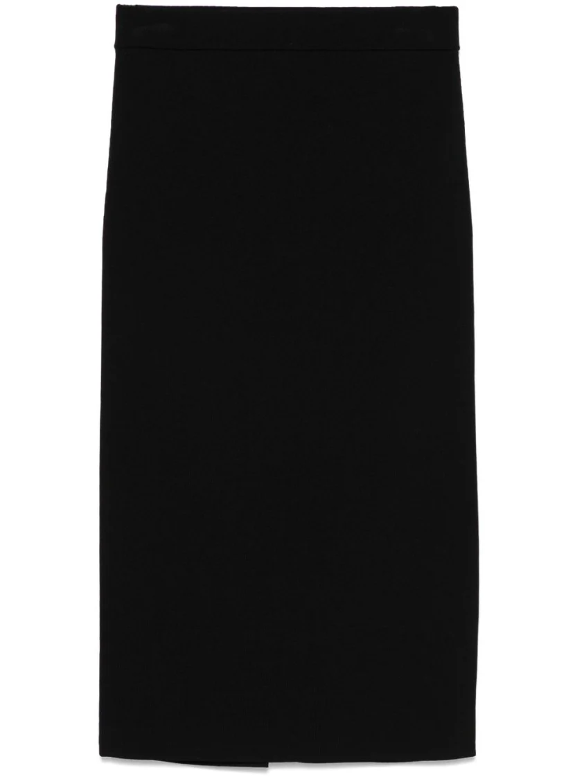 Fitted Mid-Calf Black Skirt