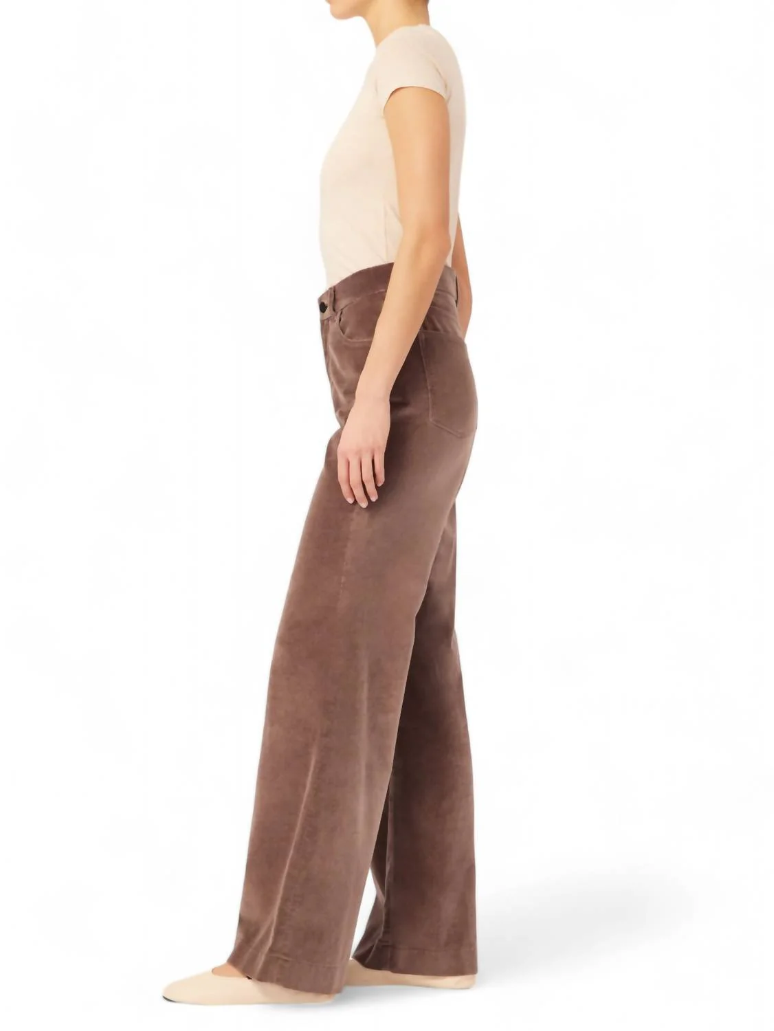 Hepburn Velvet Wide Leg Jean In Pearl Grey