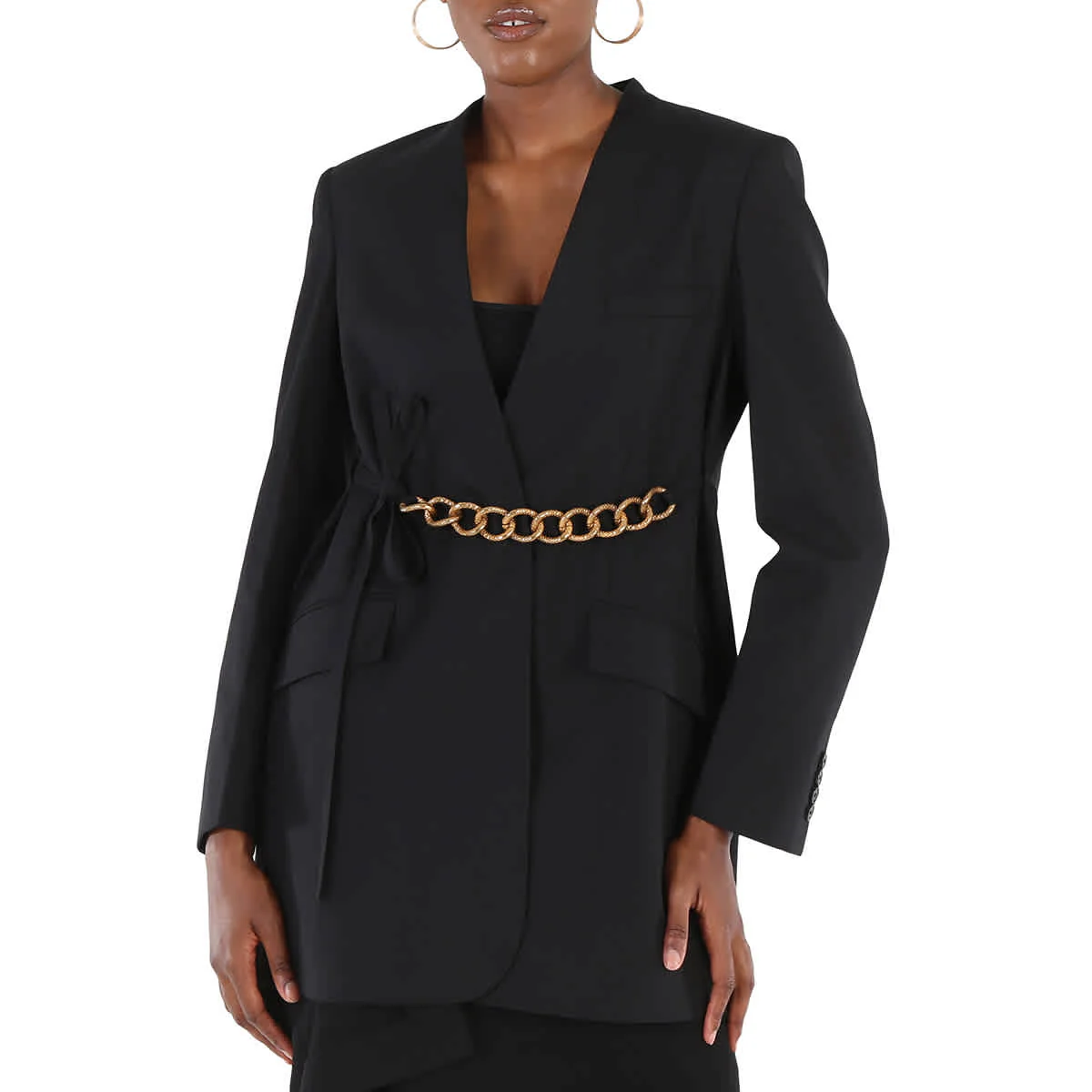 Givenchy Chain Detail Blazer Jacket In Black, Brand Size 40 (US Size 6)