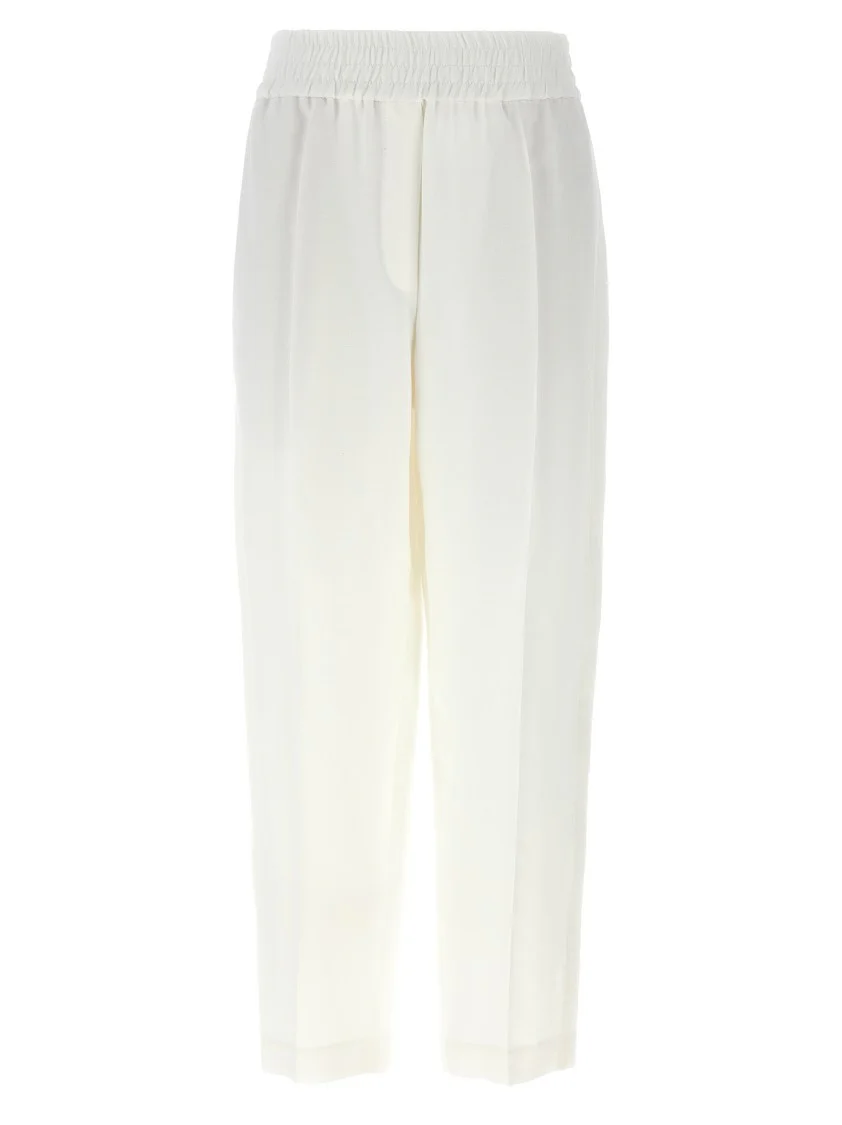 Straight-Leg Linen Trousers With Elastic Waistband