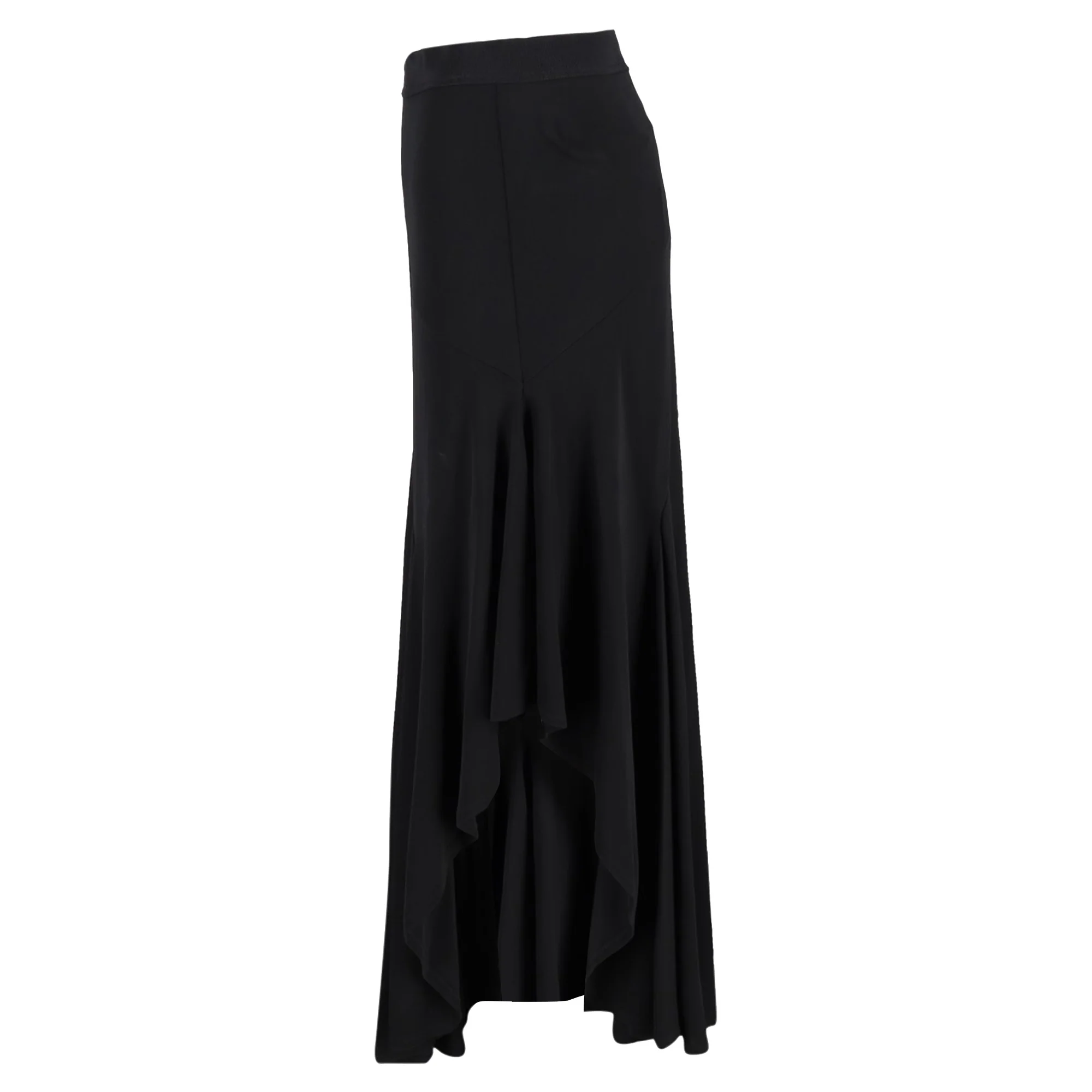 Max Mara Estella Asymmetric Maxi Skirt in Black Viscose