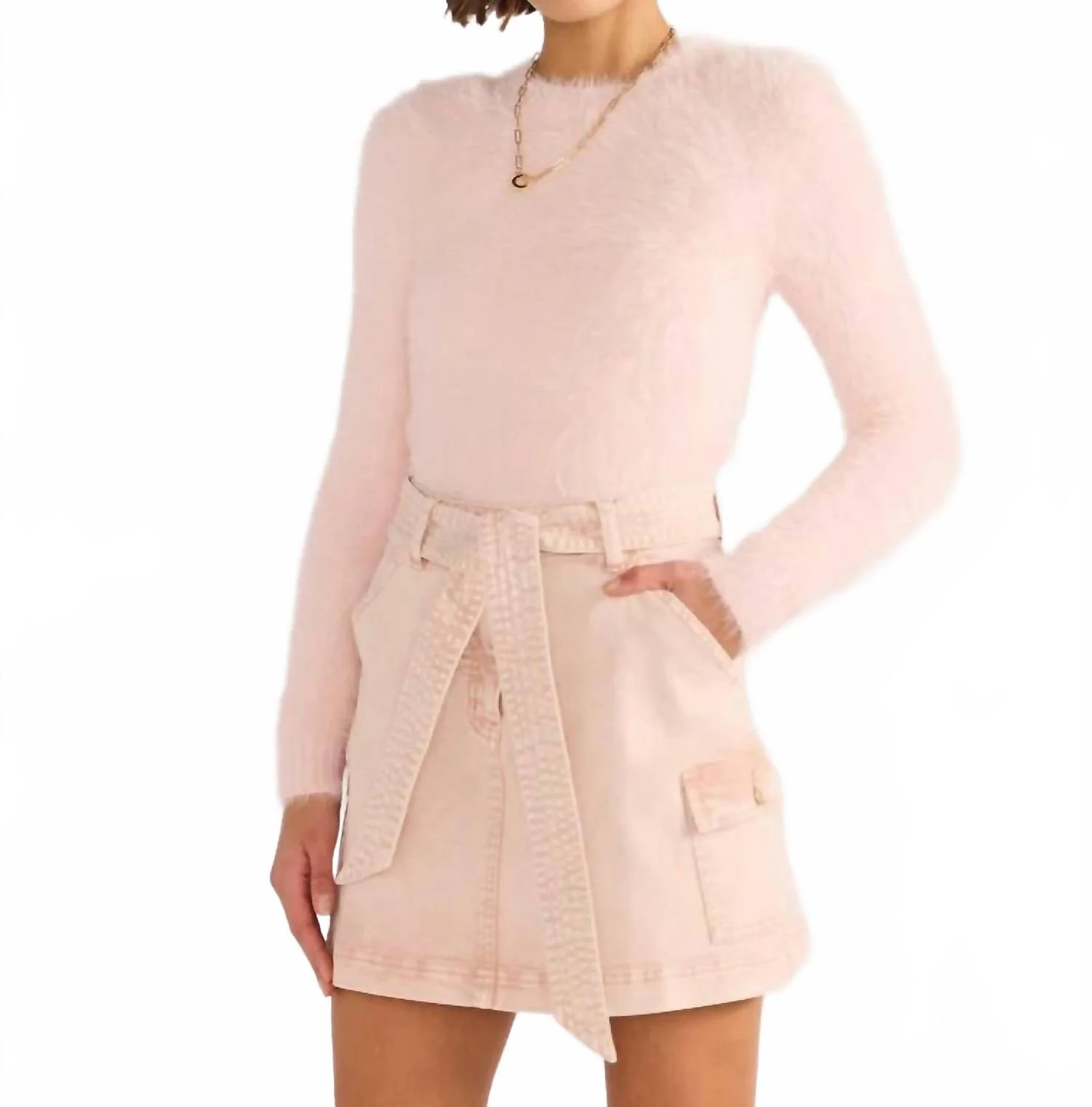 Dahlia Denim Mini Skirt In White