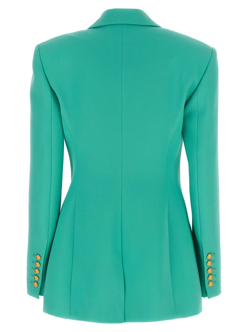 Logo Button Double-Breasted Blazer