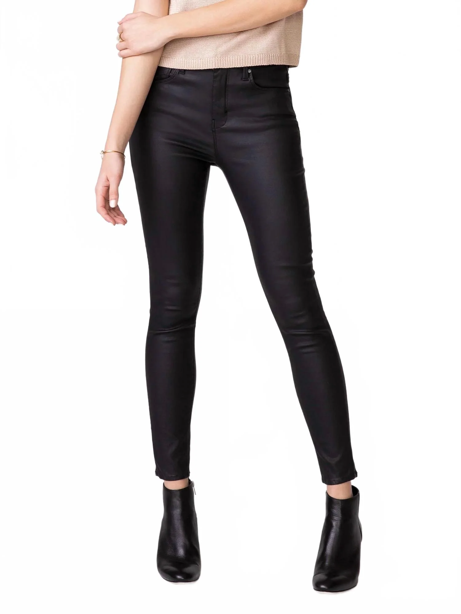 Olivia Skinny Burnished Jeans In Black
