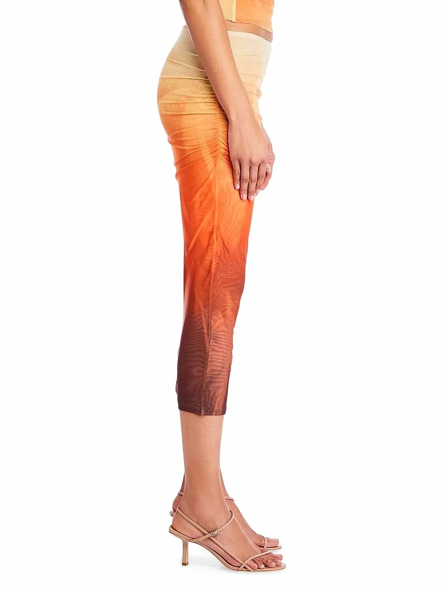 Nia Mesh Midi Skirt In Sunset Palm