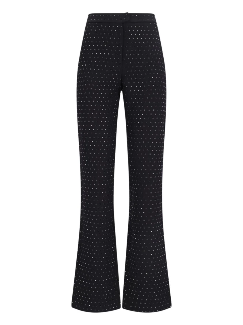 Rhinestone Trousers In Black Fabric