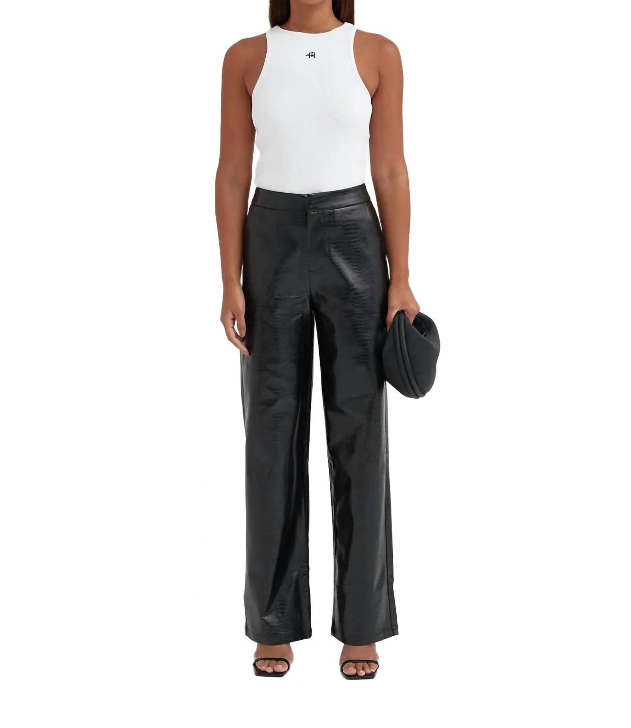 Judith Croc-Embossed Trouser In Black