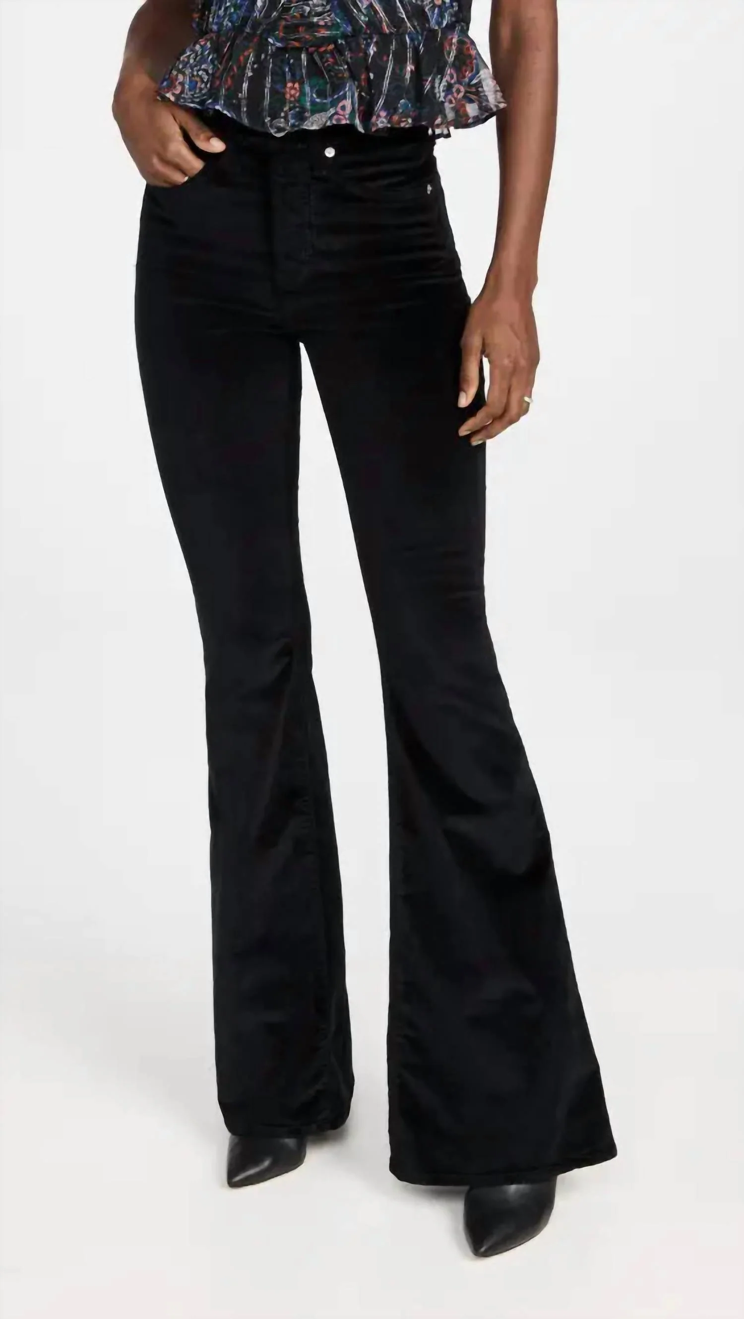 Sheridan Velvet Bell Bottom Pants In Black
