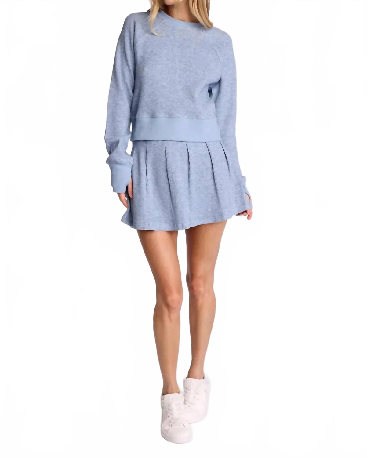 Gavyn Textured Mini Skirt In Blue Mist