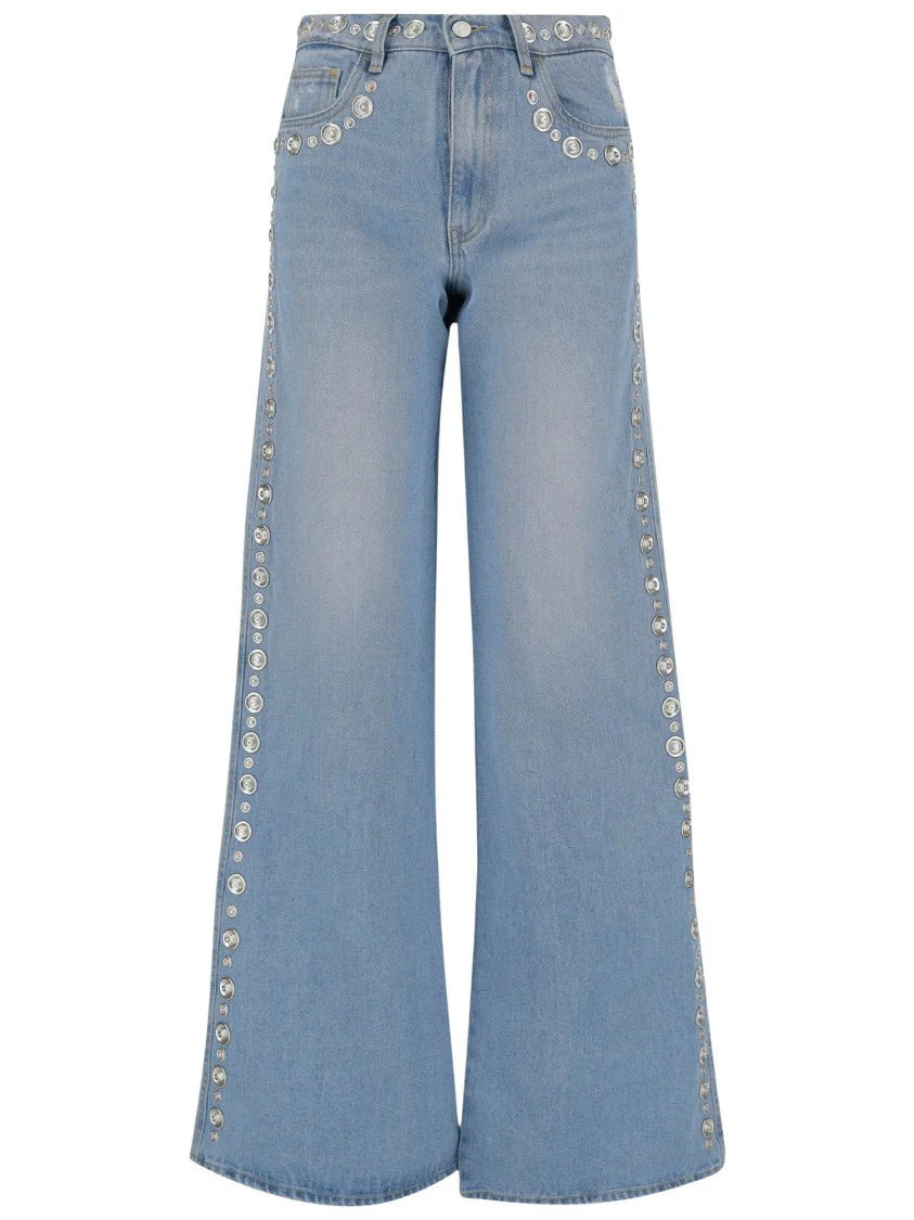 Cotton Denim Jeans With Studs