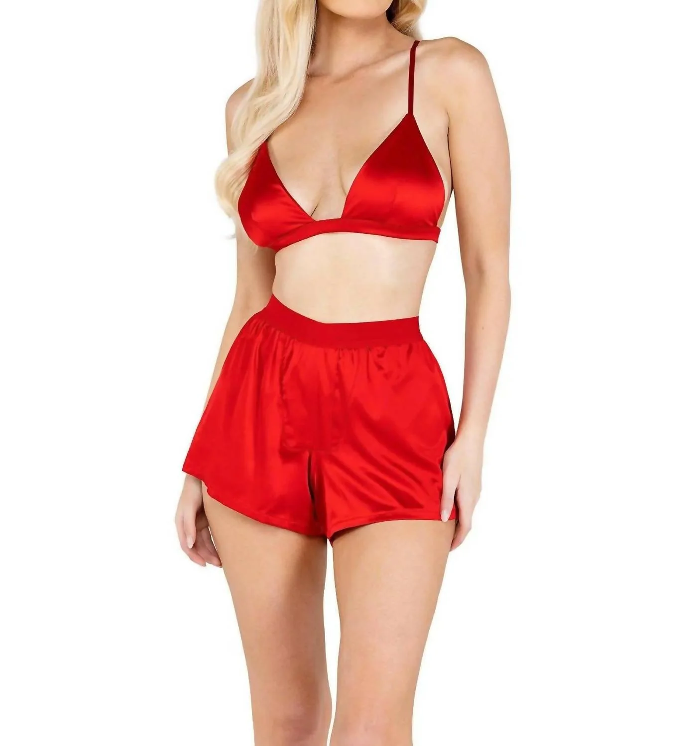 Satin Lounge Set In Red