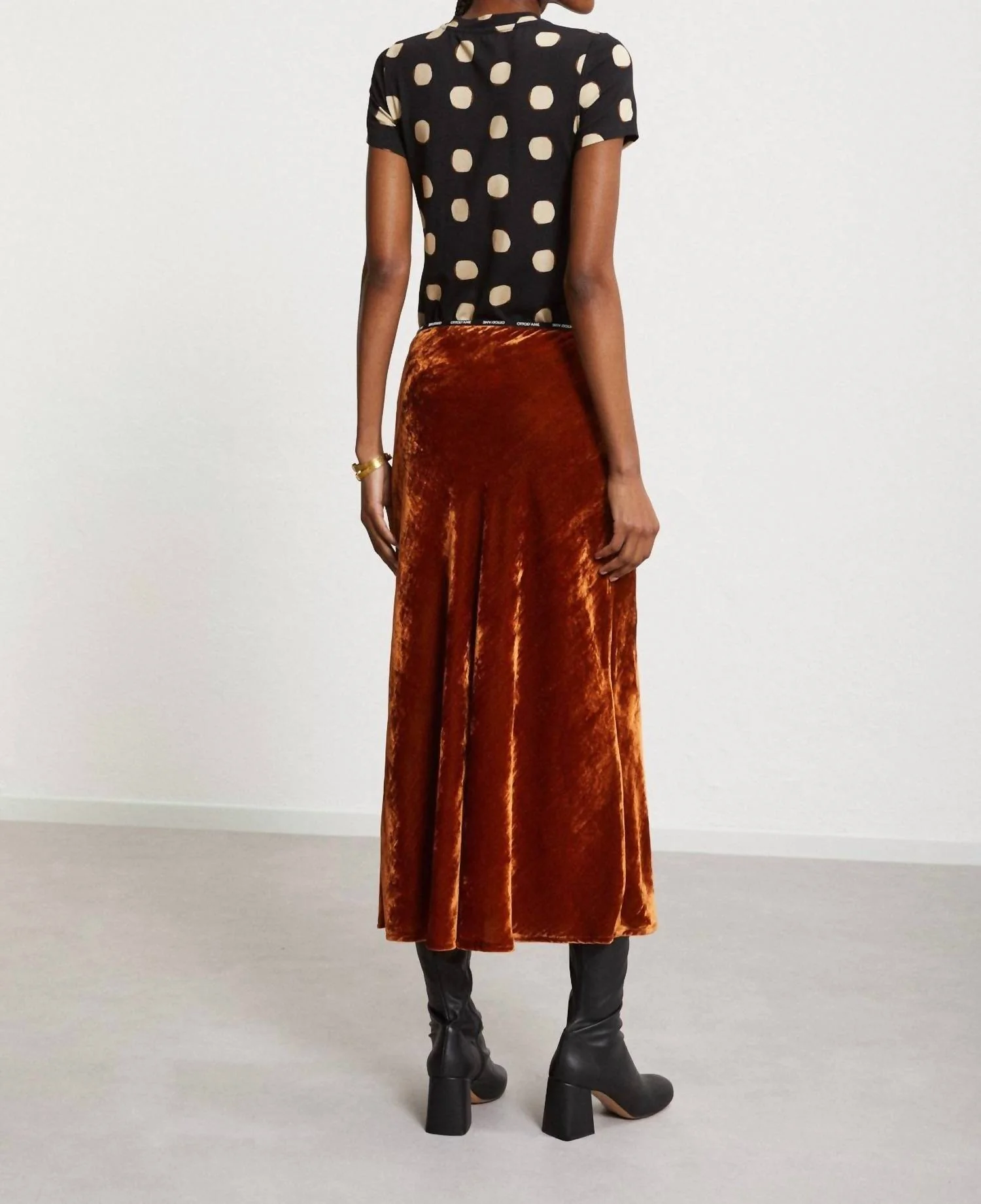 Velvet Midi Skirt In Bronzo