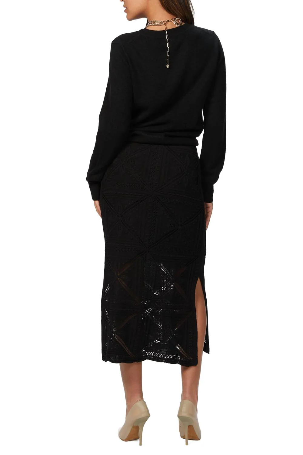 Pencil Midi Skirt In Black