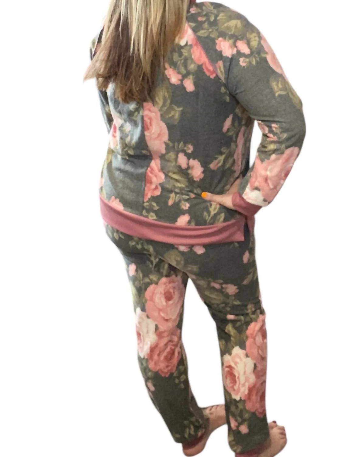 Floral Lounge Set In Mauve/charcoal