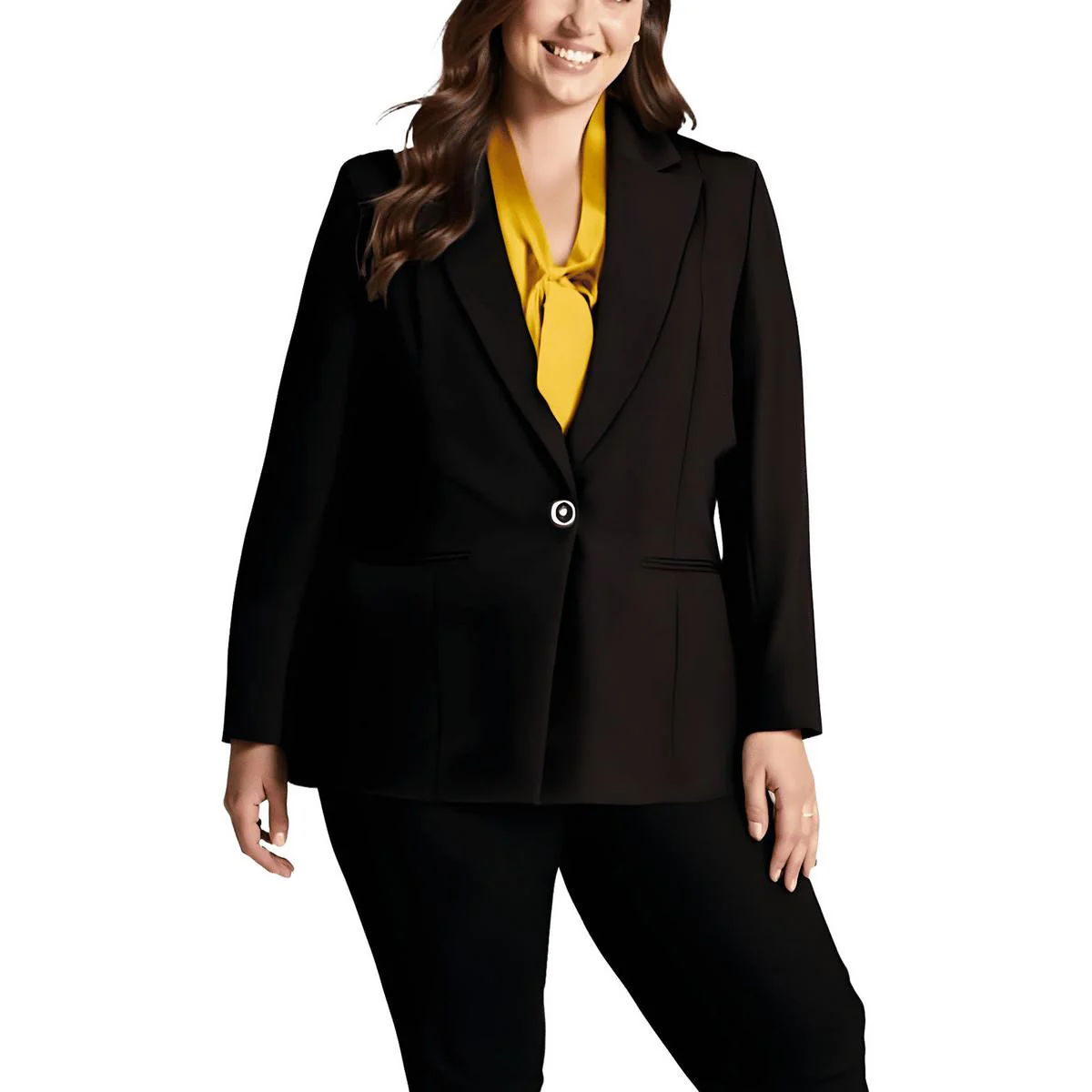 Plus Womens Zip Hem Business One-Button Blazer
