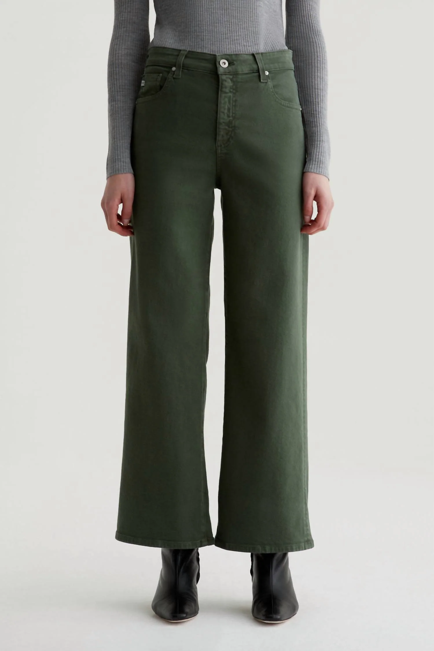 Saige Wide Leg Crop Jean In Dark Thyme