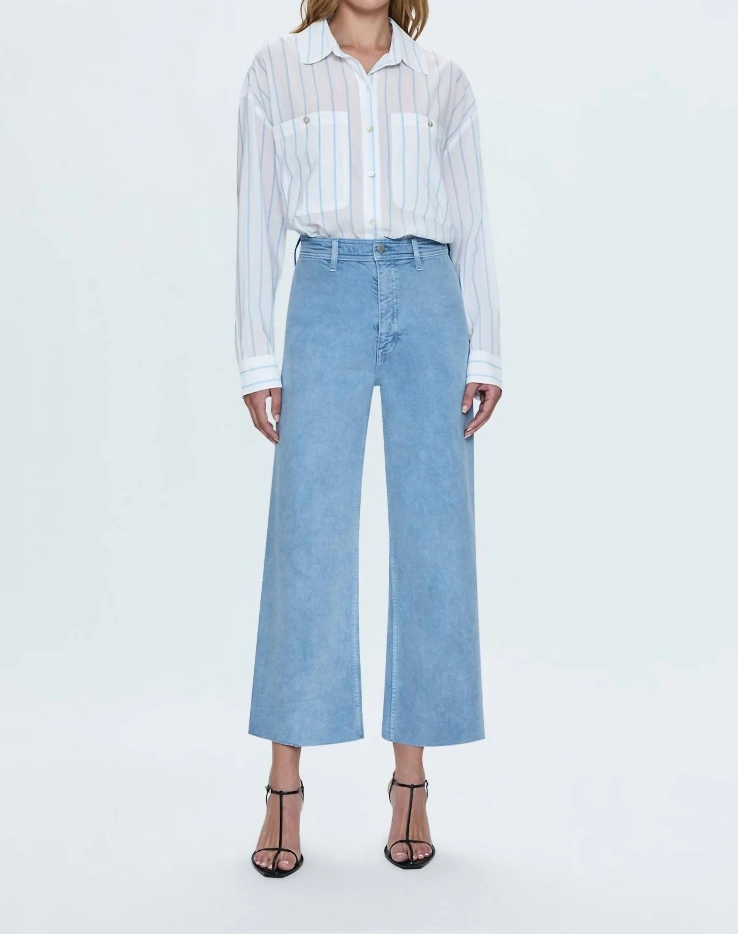 Penny High Rise Crop Wide Leg Jean In Frost Blue