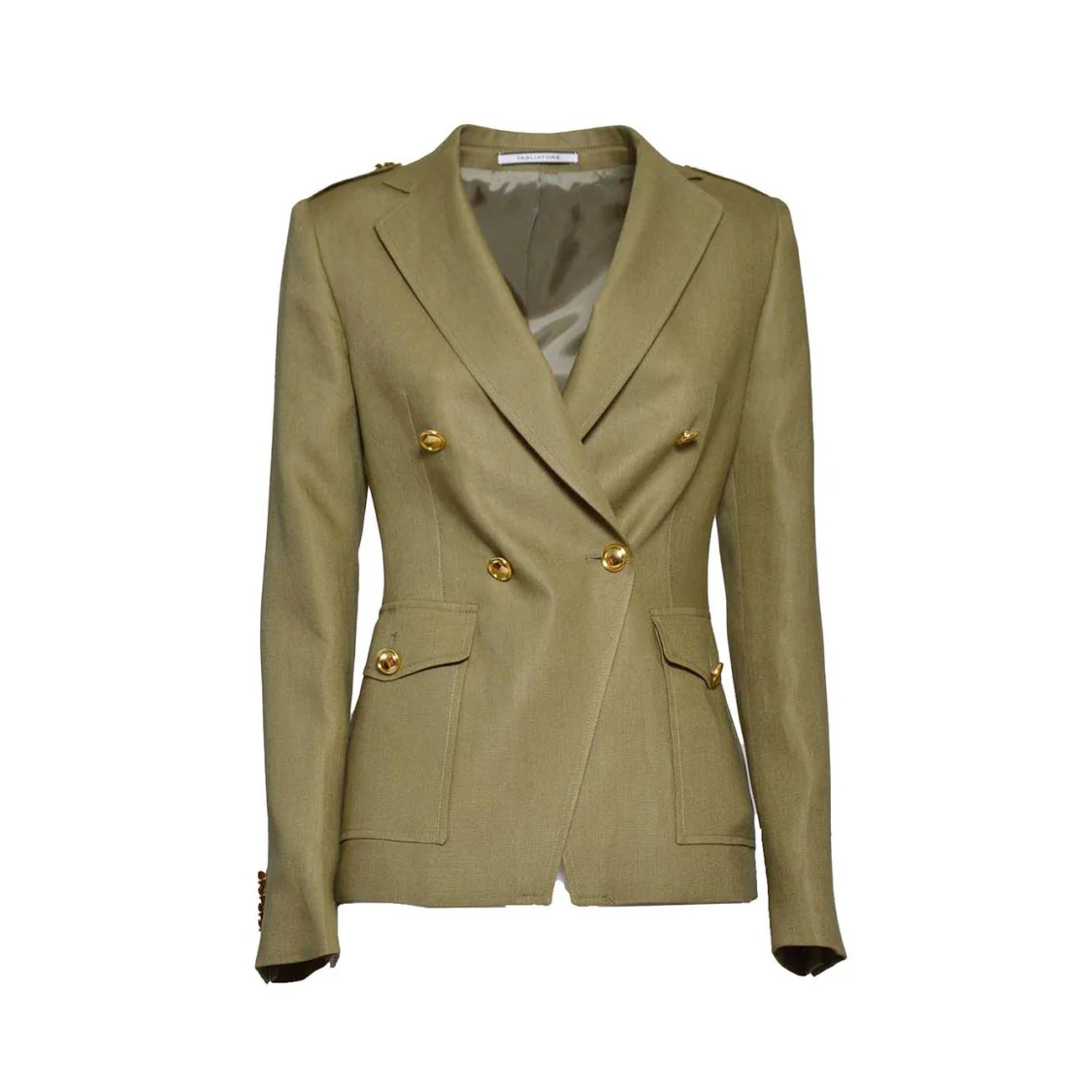 J-Darlene Double Breasted Jacket In Army Green Linen
