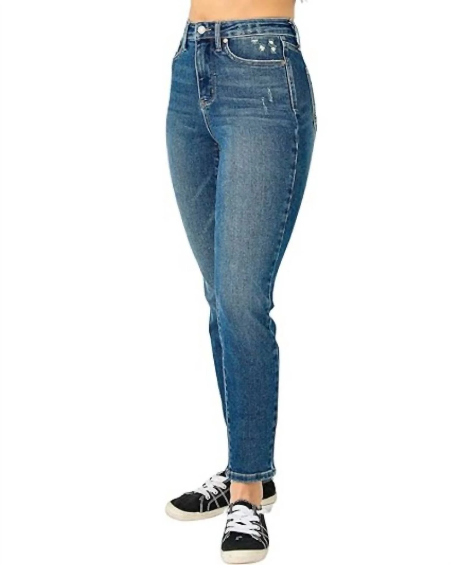 High Rise Tummy Control Slim Jeans In Denim