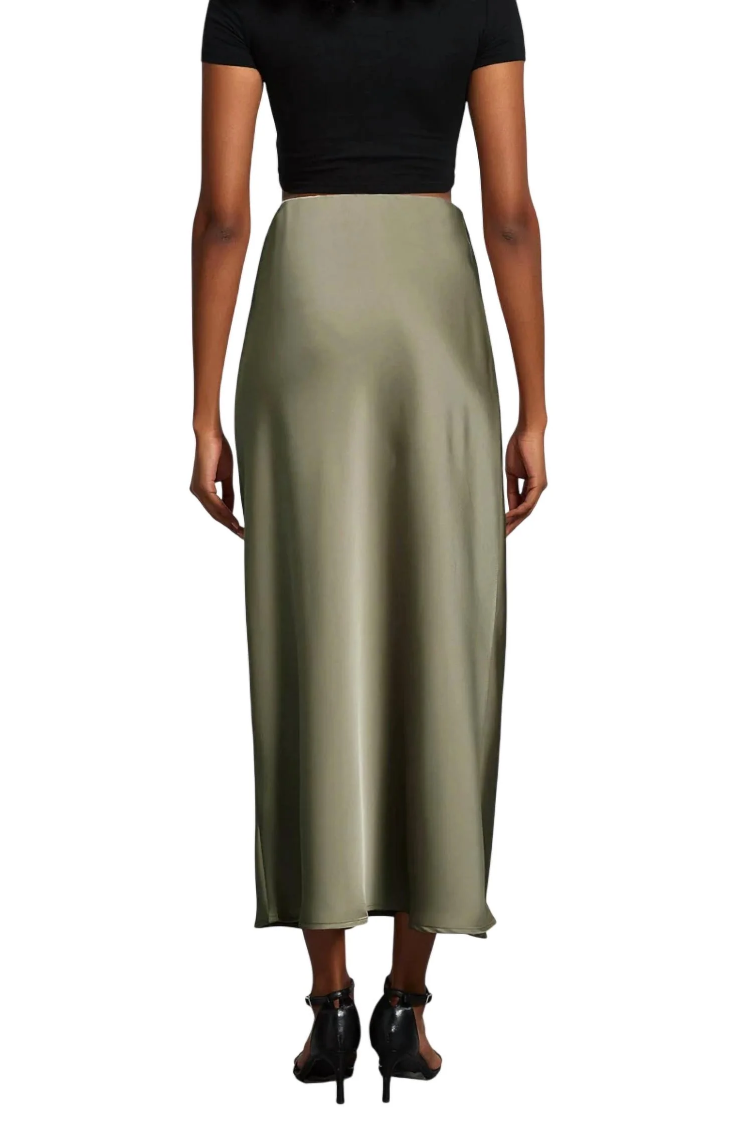 Lizzie Glossy Skirt In Olive