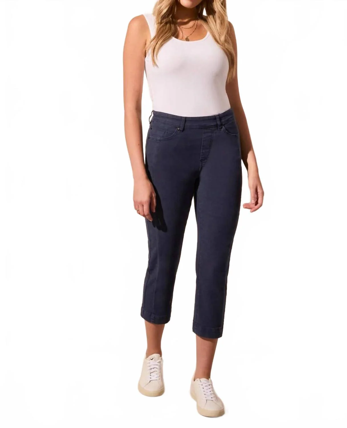 Women's Stretch Cotton Capri Pant In Jet Blue
