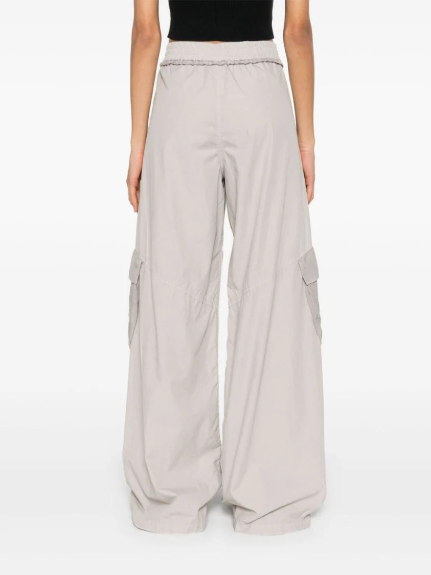 Grey Cotton Shell Trousers With Logo