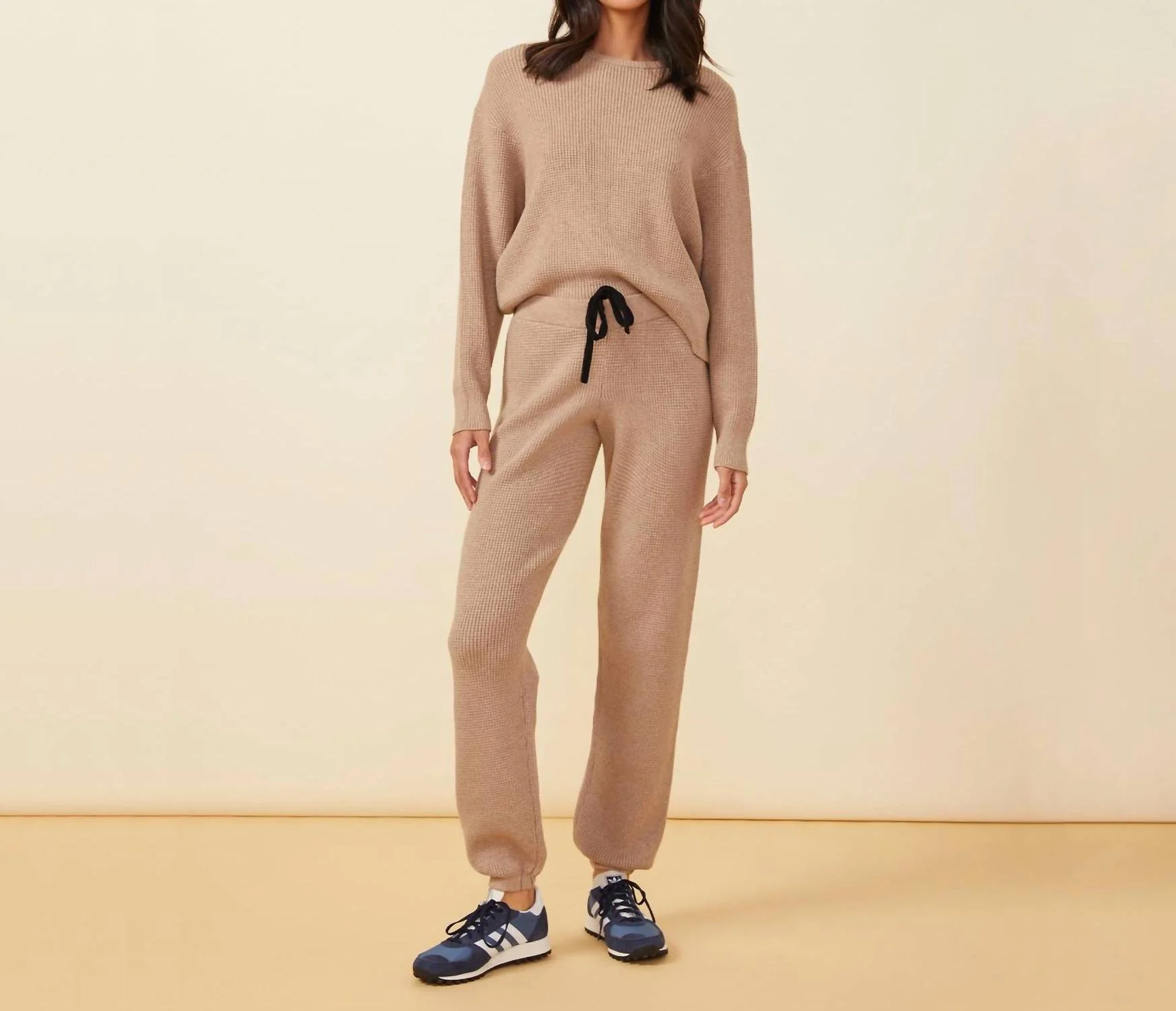 Knit Waffle Oversized Sweatpants In Barley