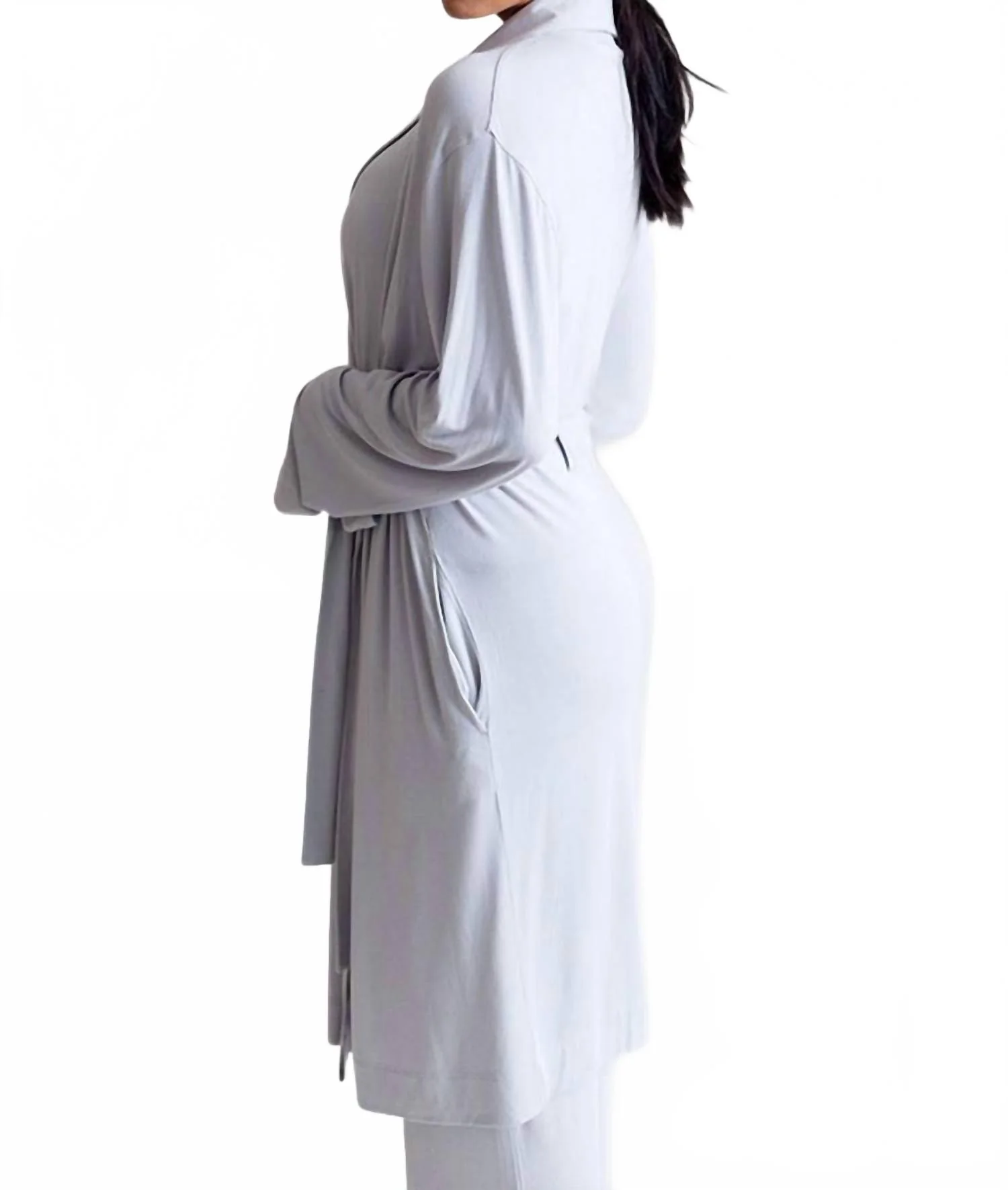 Collagen Lounge Robe In Pearl Grey