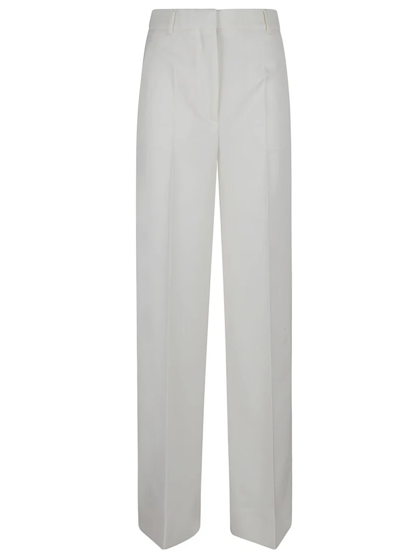 Cream Wool Flared Trousers