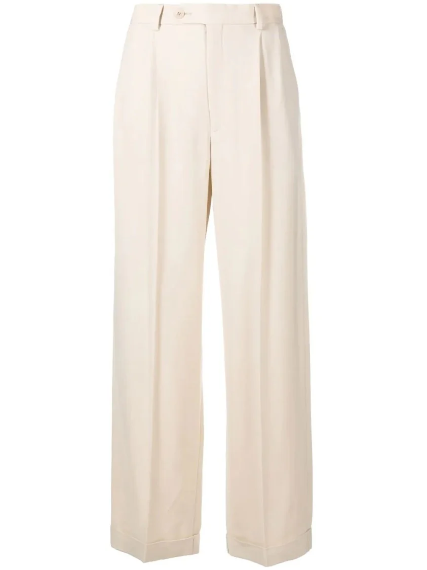 Wide-Leg Trousers With Pleated Front And High Waist