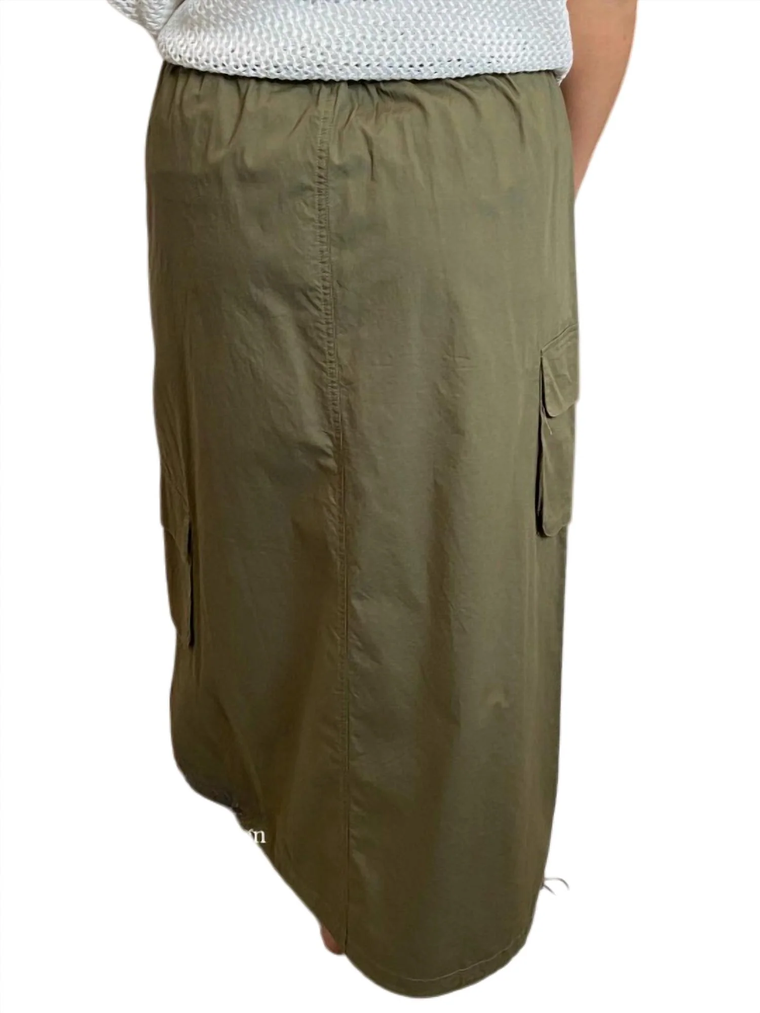 Maxi Parachute Skirt In Olive