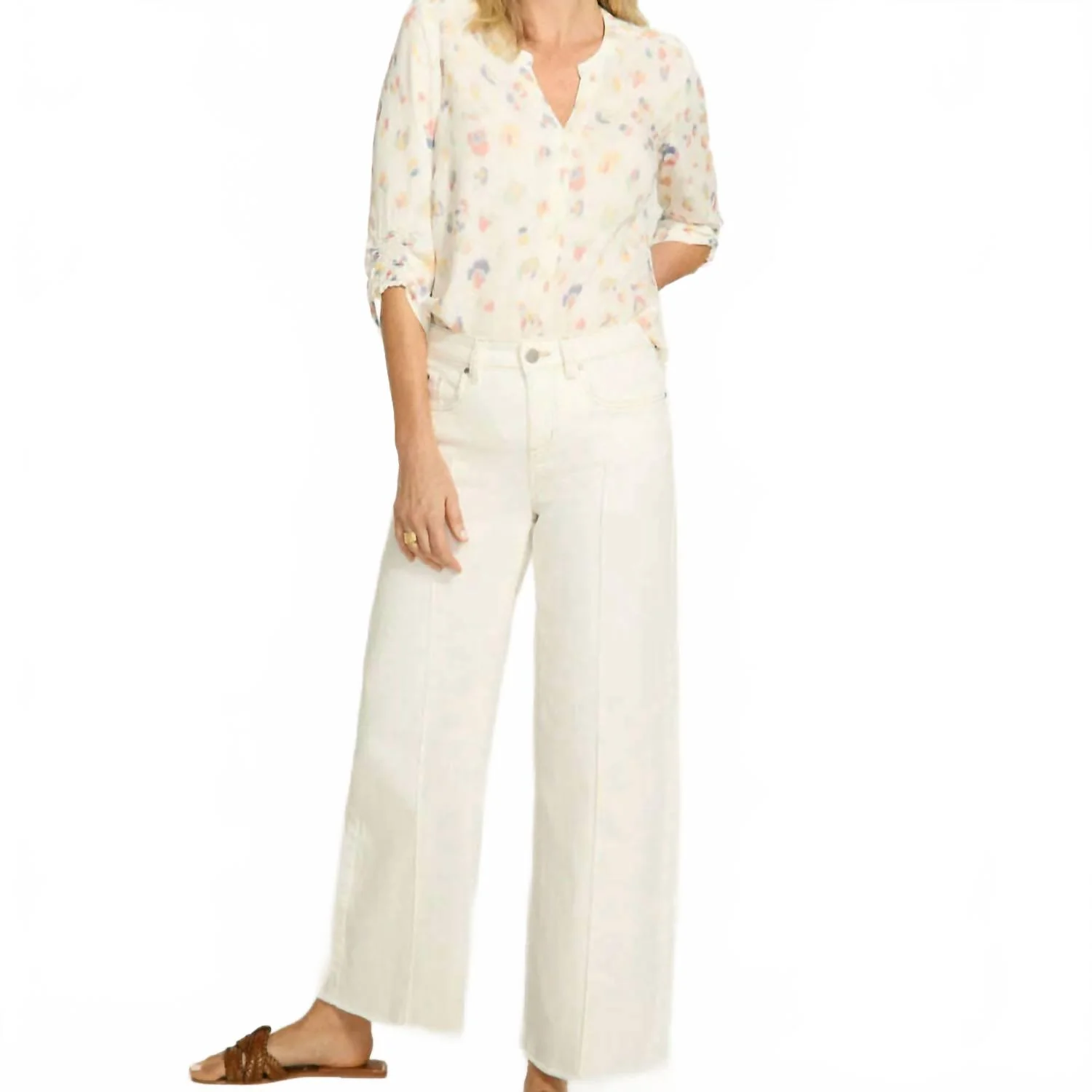 Olivia Mid Rise Pants In Ivory