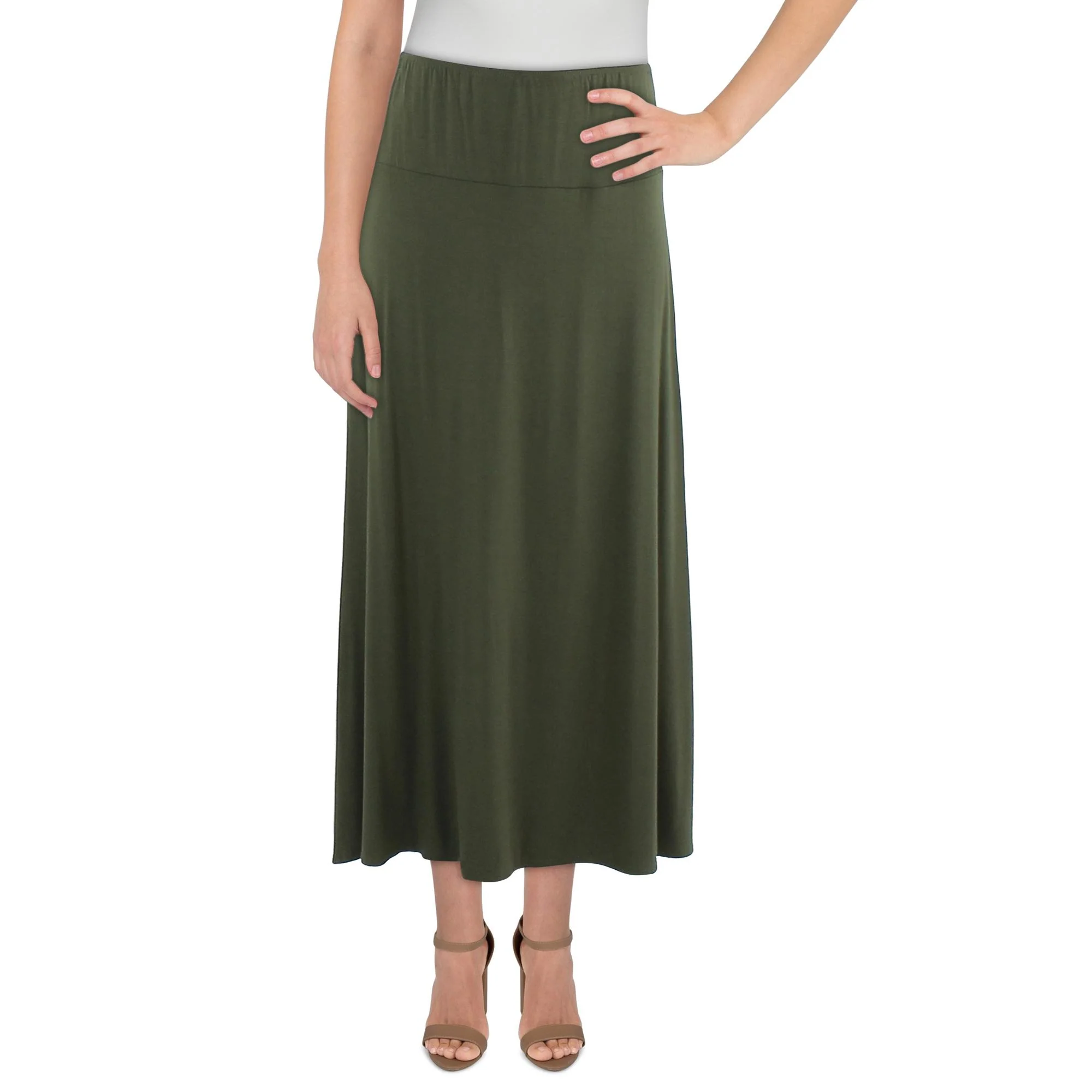 Womens Banded Pull On Midi Skirt
