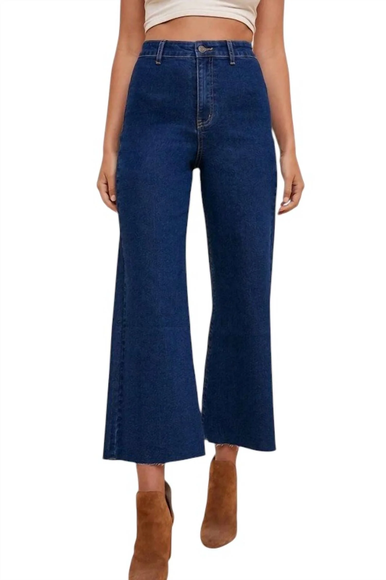 Stretchy Cropped Jeans In Dark Denim